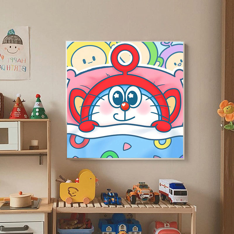 哆啦a梦手工diy钻石贴画相框钻石画满钻带框儿童卡通动漫摆件新款