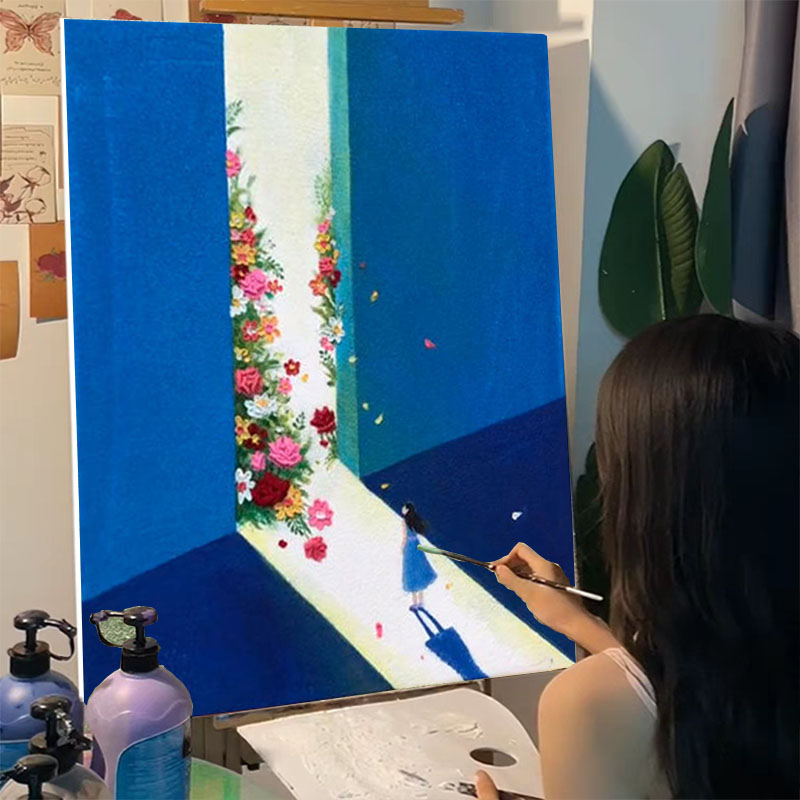 几何空间创意丙烯石英砂肌理画diy材料全套手工绘礼物立体装饰画图片