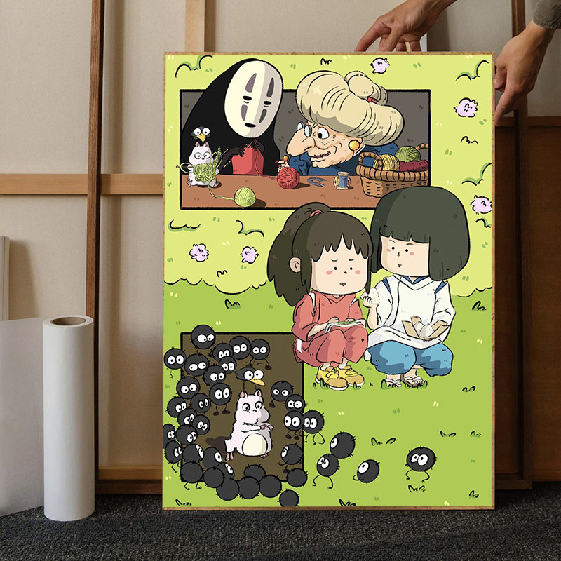 q版宫崎骏钻石画情侣钻客厅动漫十字绣2023新款满钻带框手工贴钻