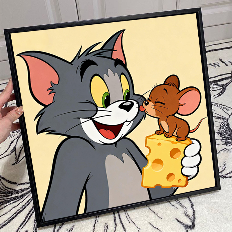 猫和老鼠5d钻石画手工diy贴钻画可爱卡通动漫十字绣儿童房装饰画