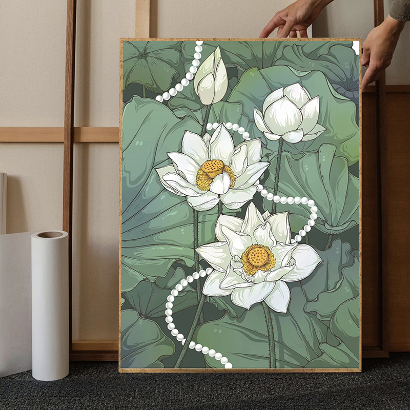 珍珠百合花卉钻石画小件珠绣手工小清新卧室水晶贴钻十字绣自己绣