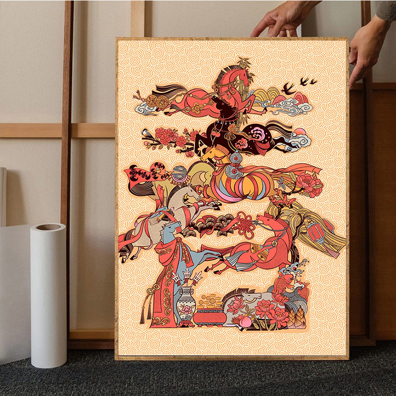 八骏迎新图5d钻石画手工diy贴钻画马年十字绣好寓意客厅玄关装饰