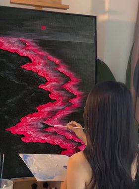 高级感红色沙滩石英砂肌理画diy材料全套丙烯油画立体手绘装饰画