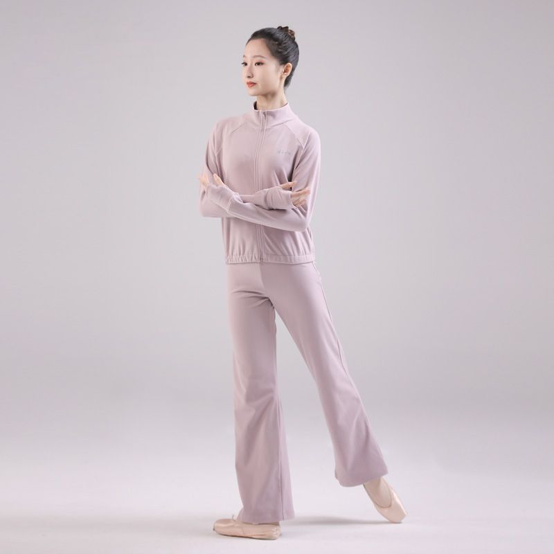 舞蹈服大童成人女秋冬护手保暖上衣高腰微喇长裤练功服