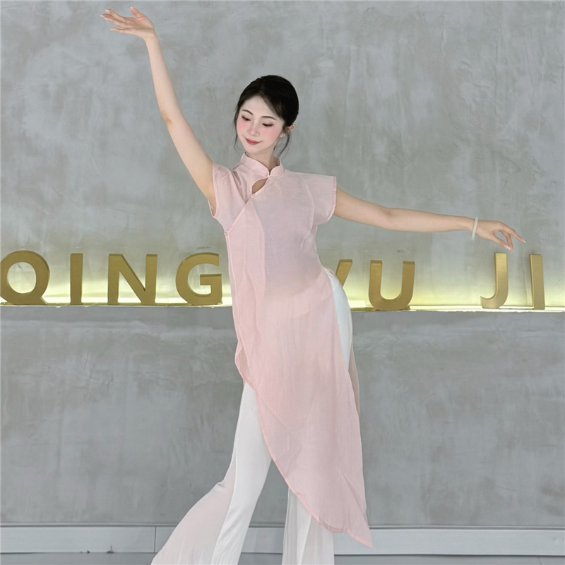 古典舞旗袍上衣国风身韵舞蹈服中国舞表演服飘逸无袖现代舞练功服