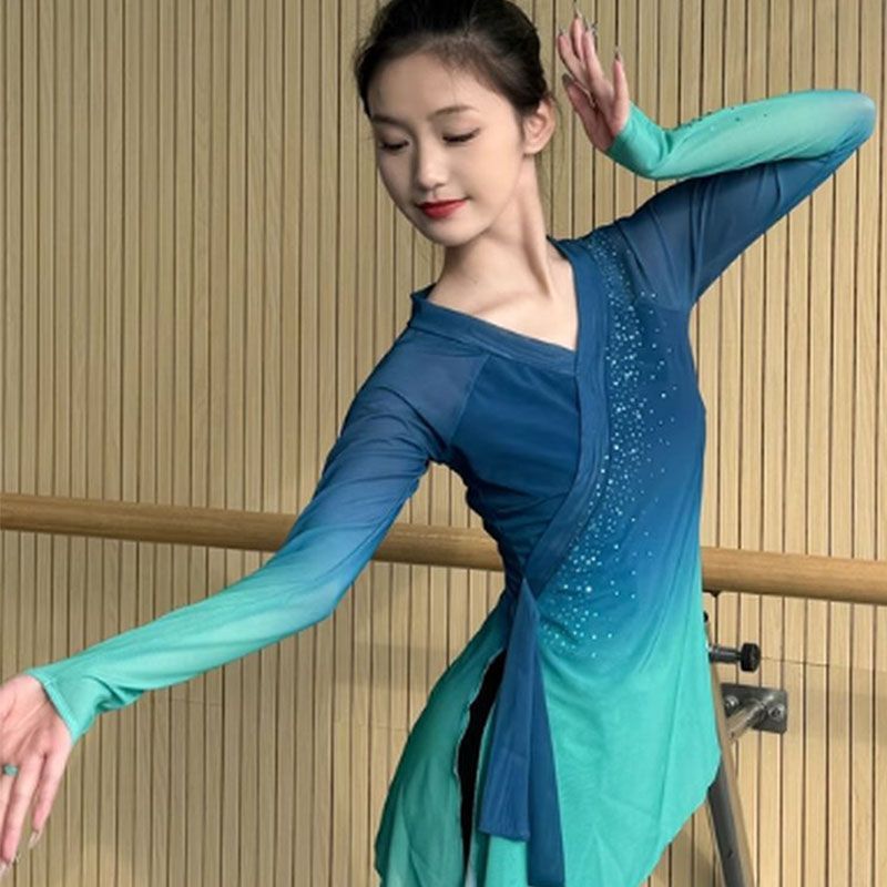 古典舞纱衣练功服女一条大河舞蹈服上衣演出服装绝美飘逸仙气