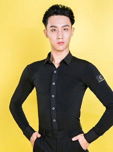 拉丁舞服男士舞蹈服上衣摩登舞成人舞蹈练功服衬衫DA799
