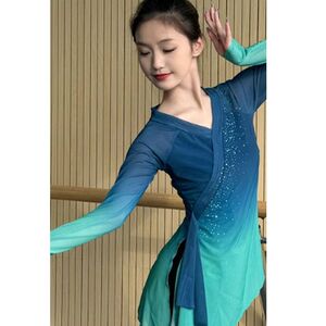 古典舞纱衣练功服女上衣绝美飘逸仙气演出服装一条大河舞蹈服