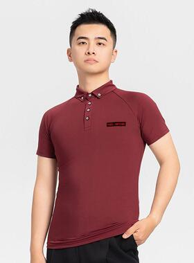 男士国标舞上衣夏季新款短袖拉丁舞速干摩登舞服交谊舞练功服