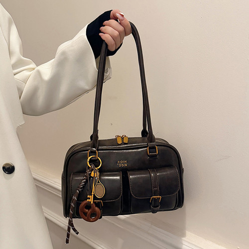 保龄球手拎包包女2025新款潮时尚复古腋下包百搭大容量单肩通勤包