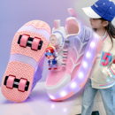 女童滑轮鞋 中大童轮子溜冰鞋 儿童亮闪灯鞋 新款 男童 2026春季 暴走鞋