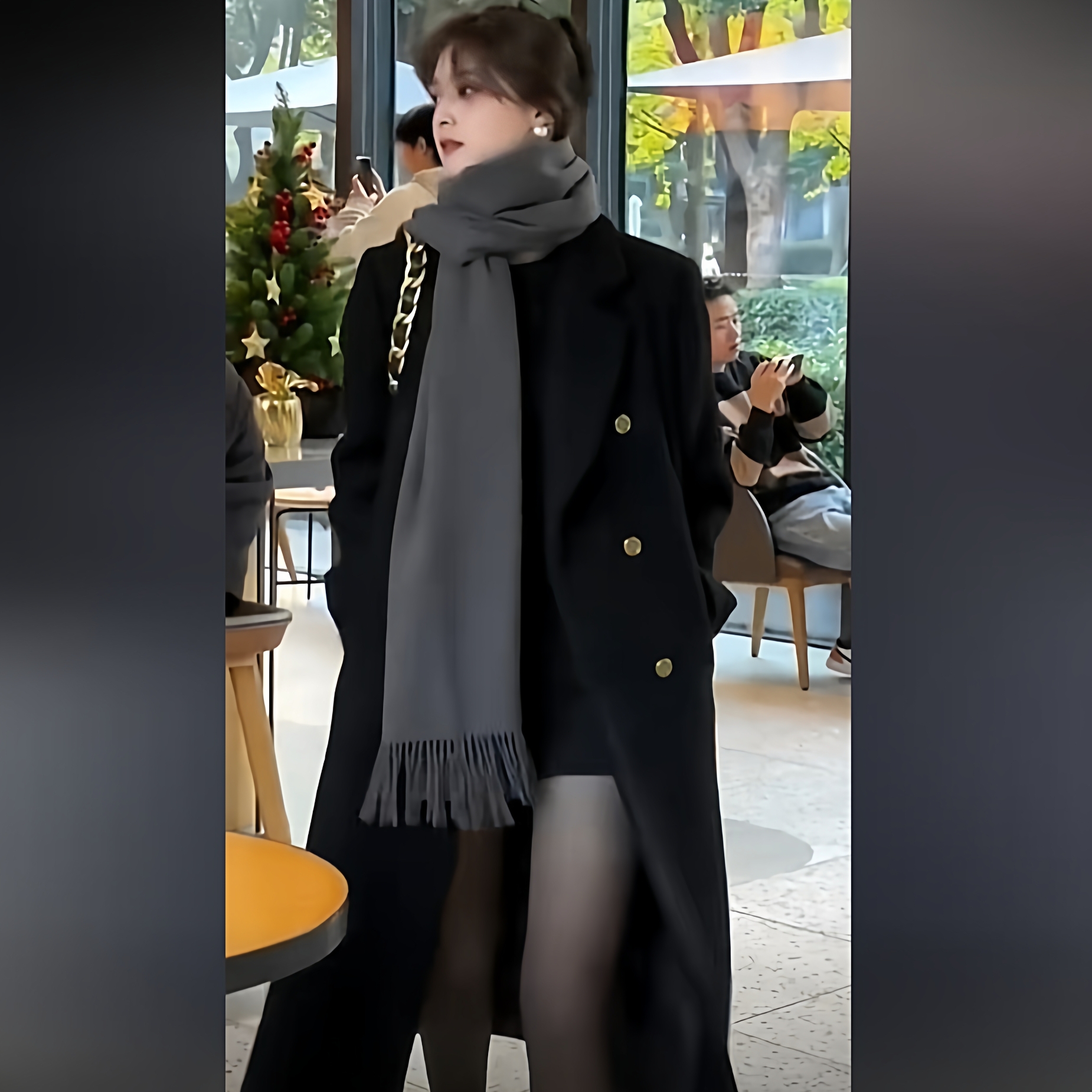 过膝呢子大衣加棉加厚毛呢外套