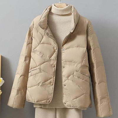 白鸭绒外套羽绒服女短款立领轻薄