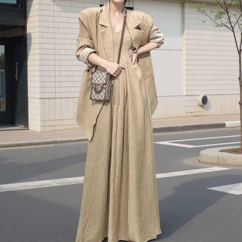 胖mm西装套装裙御姐吊带裙外套