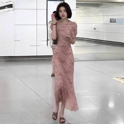 大码女装胖mm温柔风雪纺连衣裙