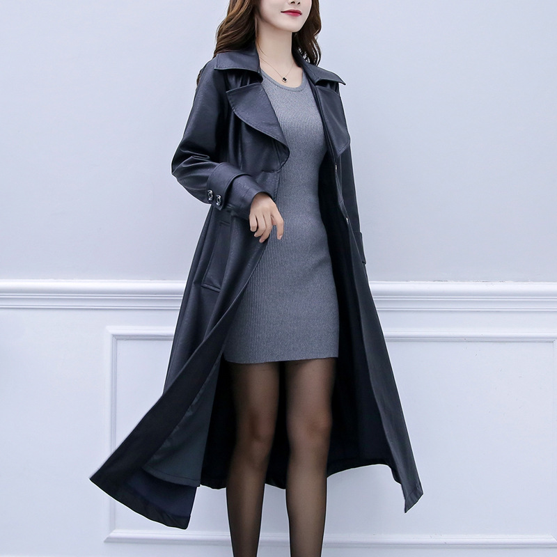 大码女装PU皮外套修身大衣200斤