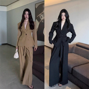 秋季新品大码法式高级感气质黑色西装外套女胖mm韩系高腰显瘦