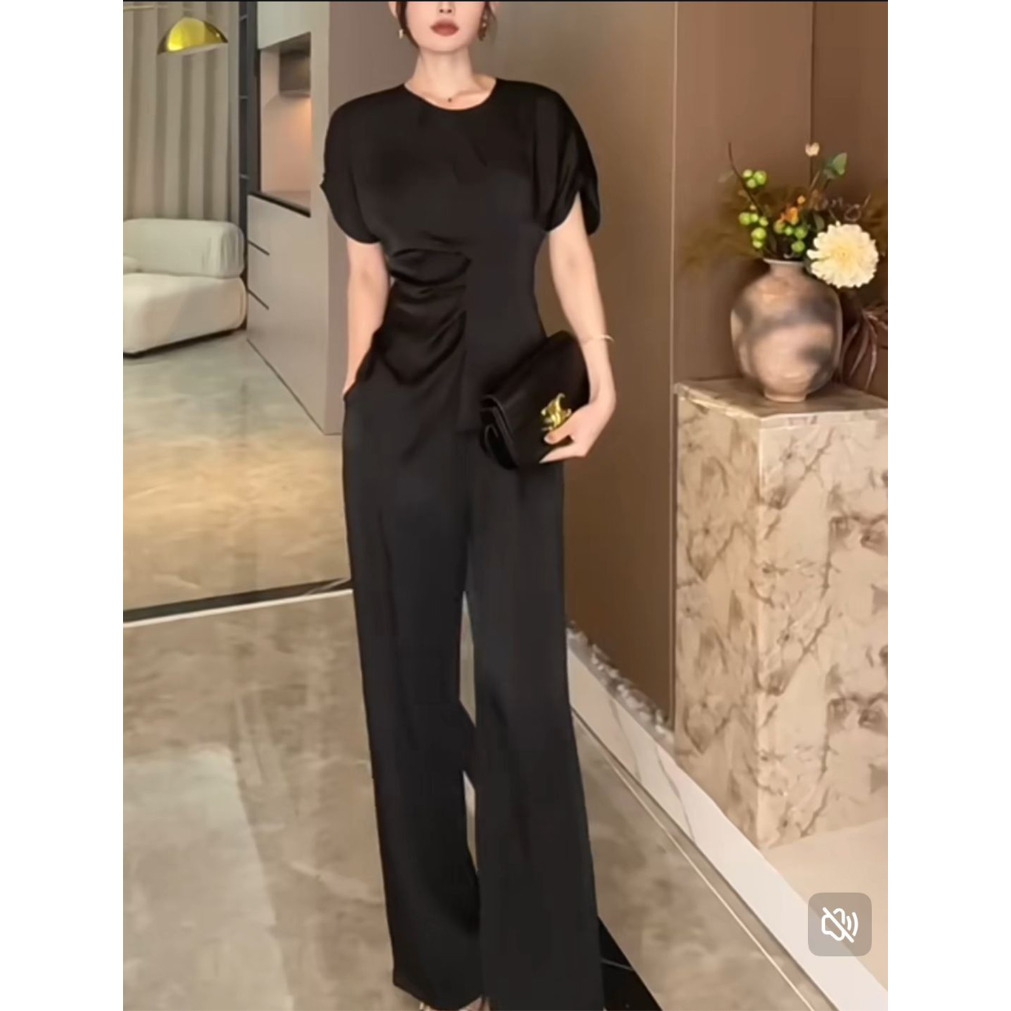 大码女装法式不规则设计夏季新款时尚休闲显瘦上衣阔腿裤两件套装