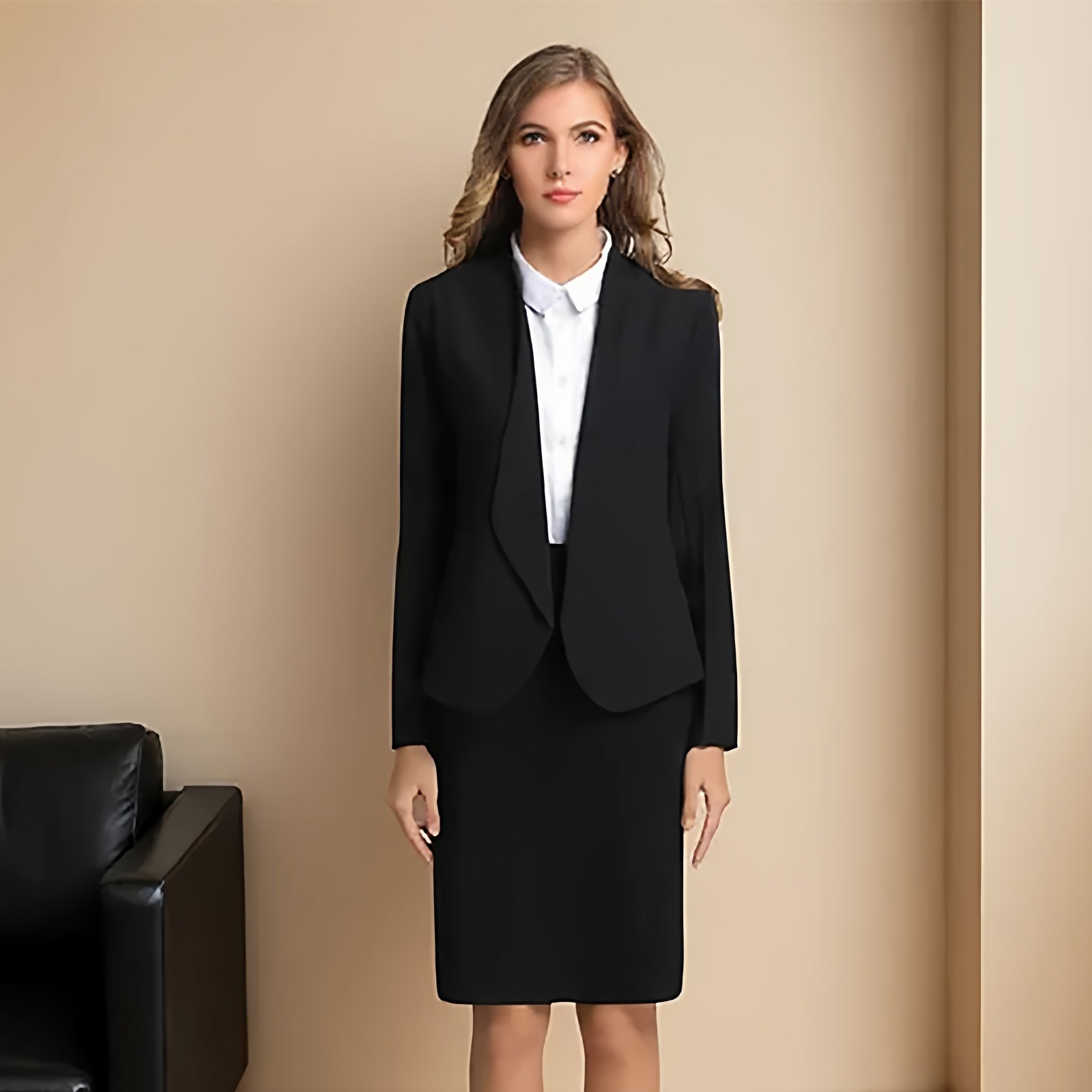 欧货西装胖mm大码黑色职业欧洲站女装2026春秋冬时尚套装裙工作服