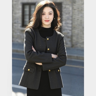 大码女装法式满钻小香风圆领外套高级感胖mm职业通勤2026春秋新款