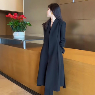 秋冬新款网红大码女装过膝修身风衣外套胖mm收腰显瘦大衣200斤