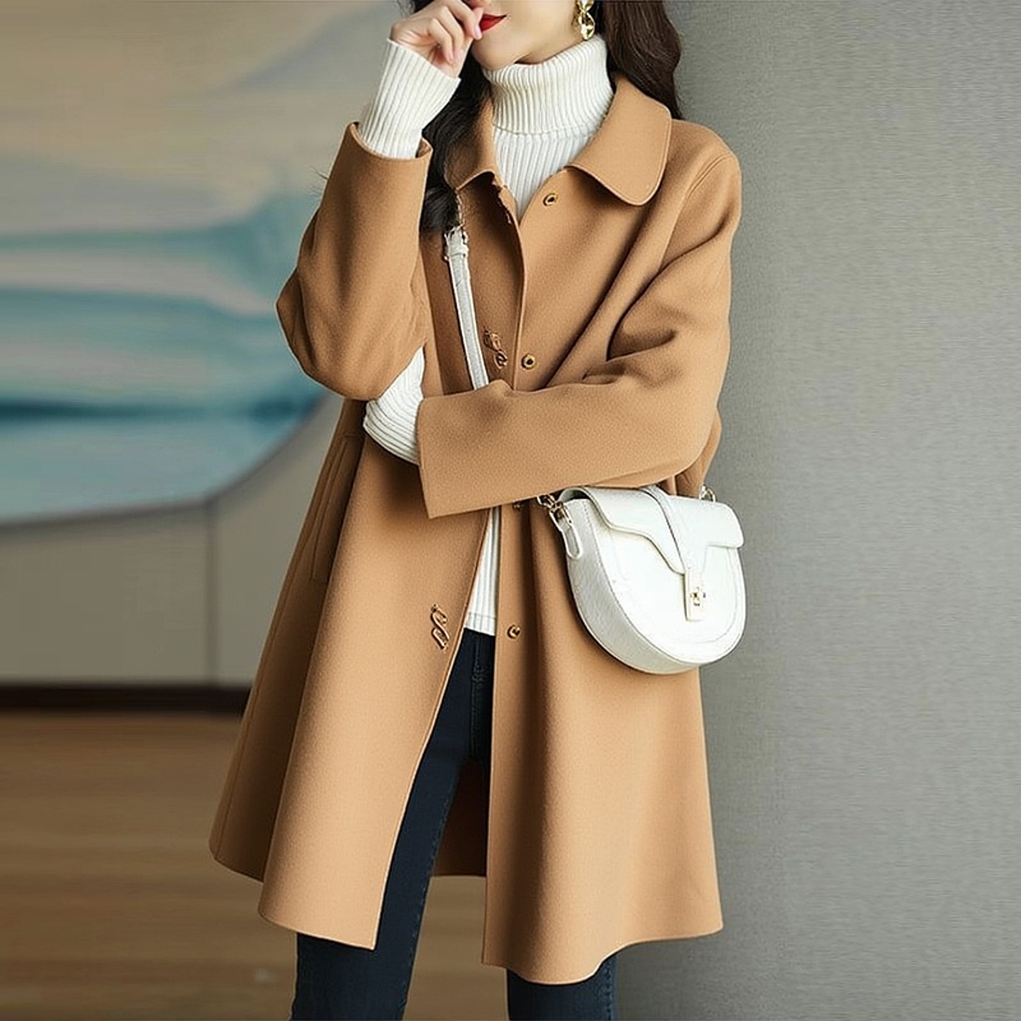 双面绒毛呢大衣胖mm秋冬新款