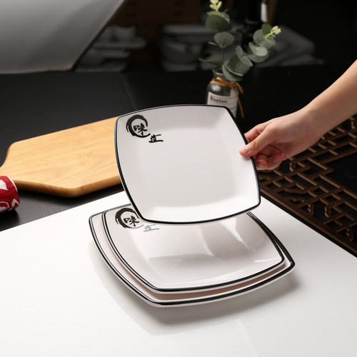 高档白色四方盘子密胺仿瓷