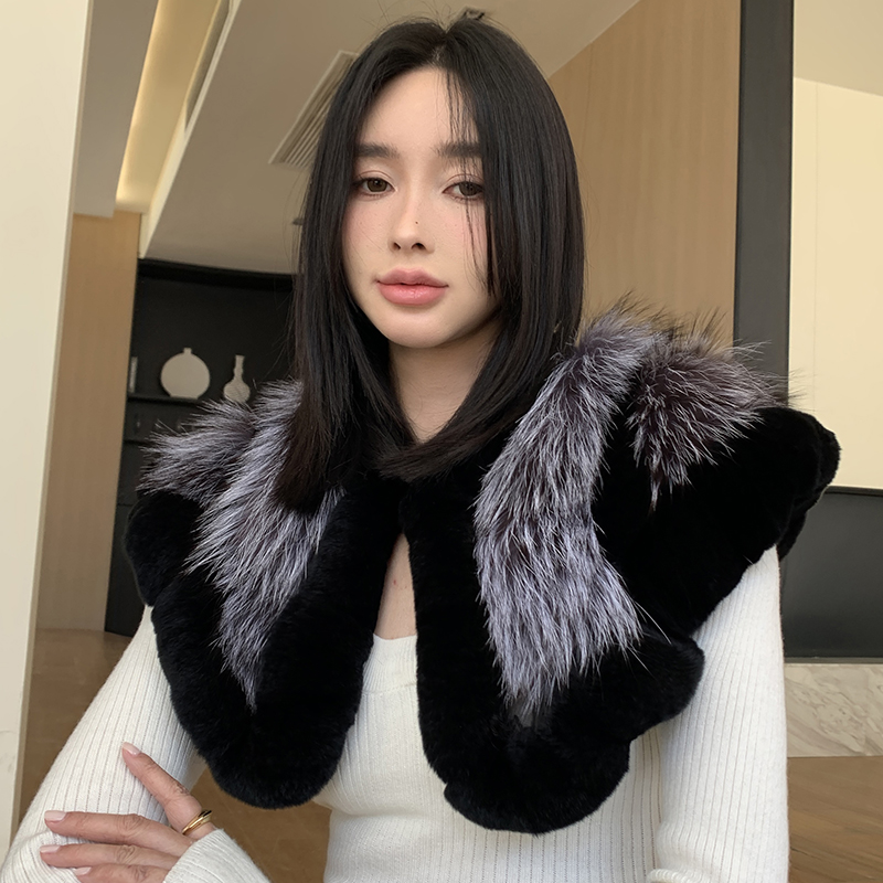 獭兔毛披肩女冬季狐狸毛皮草围巾