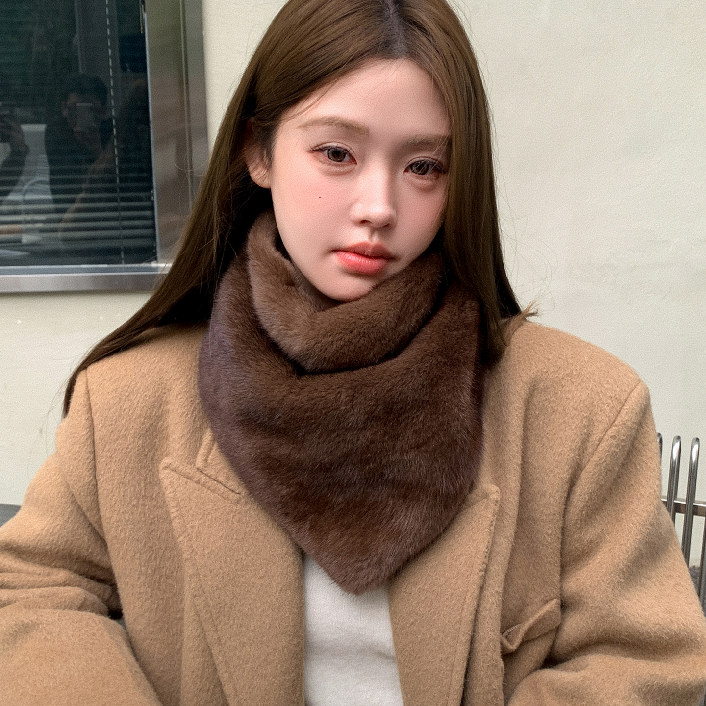 2025新款进口水貂毛三角围巾