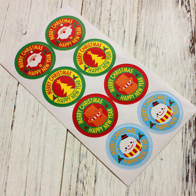 圣诞老人雪人封口贴 长条棒棒糖型饼干盒蛋糕盒贴纸 礼物装饰贴