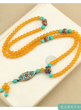 尼泊尔佛眼配珠小众毛衣链