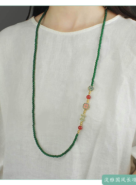 玻璃圆珠景泰蓝四叶草古风配饰