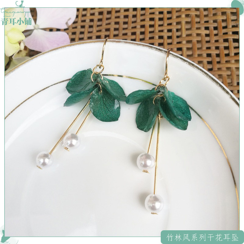 森系滴胶绣球花流苏长款耳坠