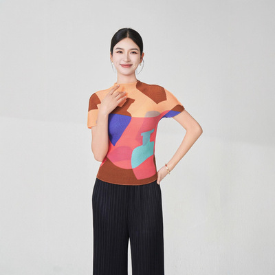 PY设计感t恤女夏薄款短袖修身显瘦高品质印花百搭上衣女款ins潮