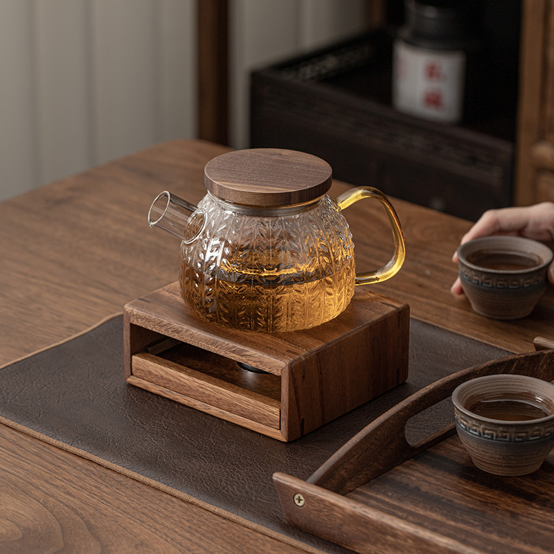 胡桃木蜡烛煮茶炉温茶炉底座明火烤橘子炉热茶暖茶加热炉温茶器