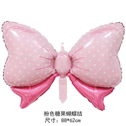 新款 大号蝴蝶结HelloBABY造型铝膜气球宝宝满月生日性别揭示气球