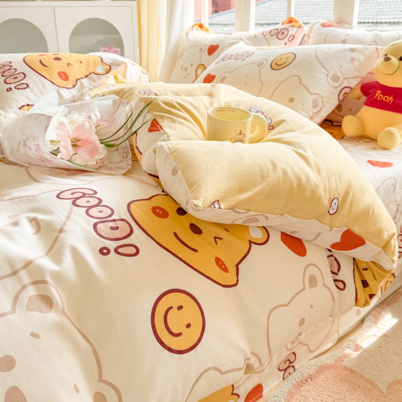 儿童卡通欢乐萌熊纯棉三四件套