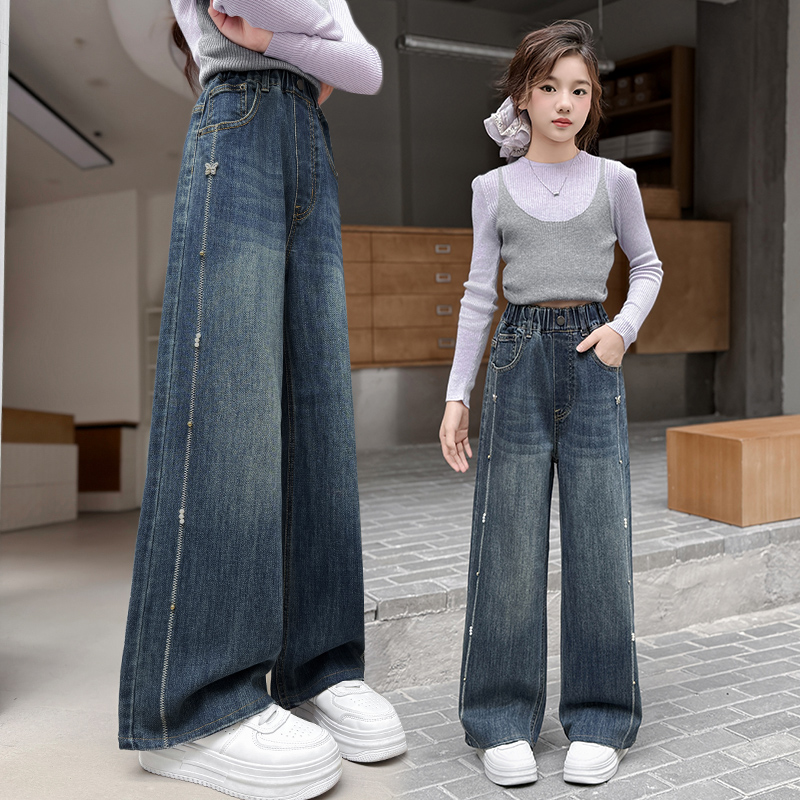 女童牛仔裤春秋款2025新款儿童