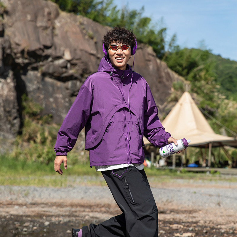 户外 登山防泼水真两件可拆卸风壳冲锋衣夹克男女二合一外套
