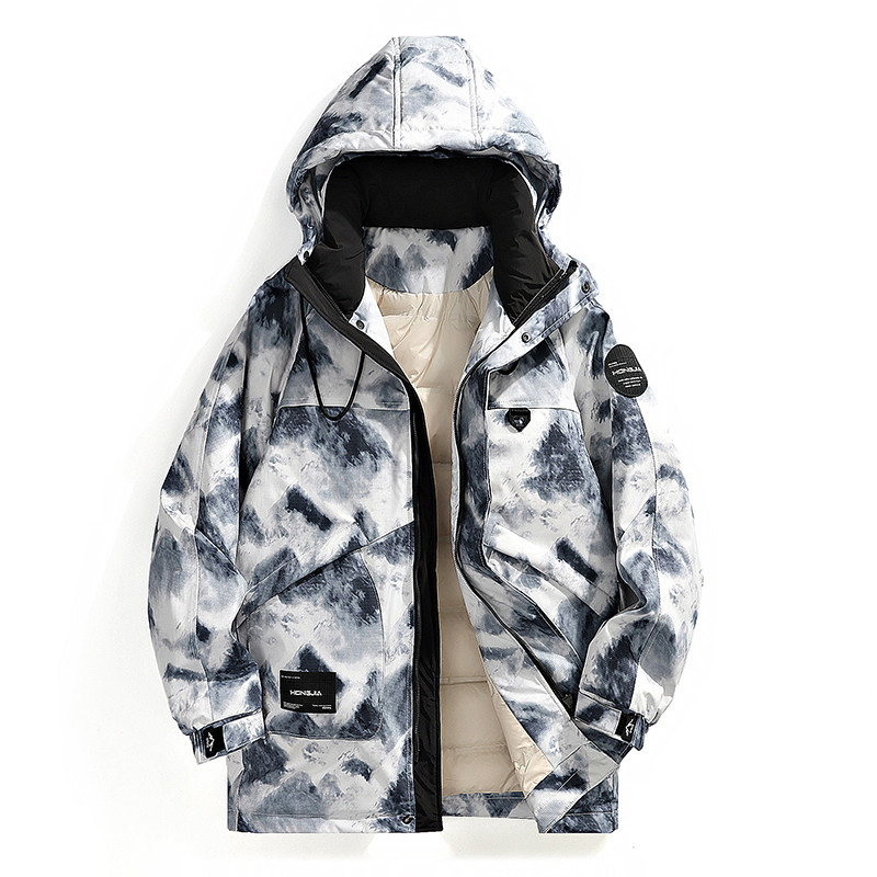 潮牌羽绒服男2024新款中长款潮流百搭休闲加厚保暖青少年保暖上衣