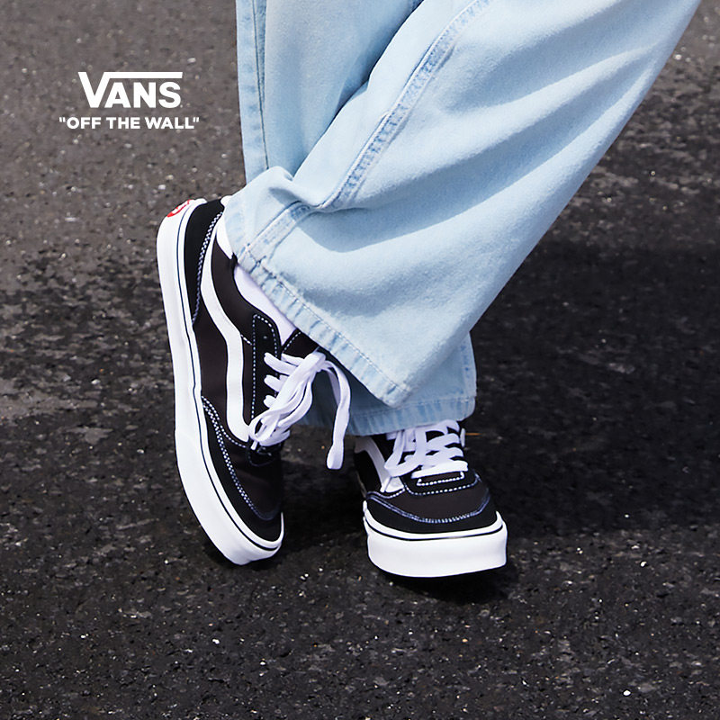 Vans范斯官方 Brooklyn LS黑色简约复古女鞋板鞋低帮