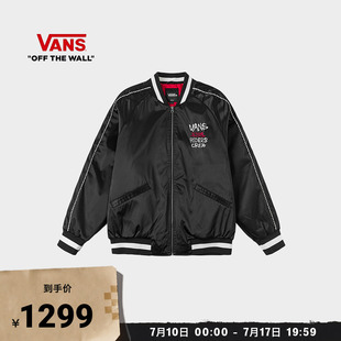 Vans范斯官方 马年生肖款男女情侣薄棉夹克赛马刺绣黑色棒球外套