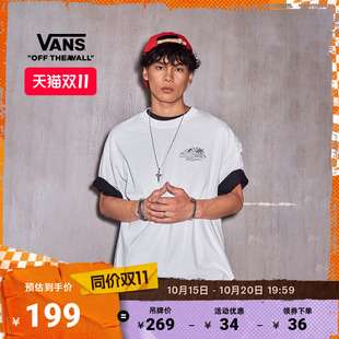 Vans范斯官方 男女情侣纯棉短袖T恤白色趣味涂鸦