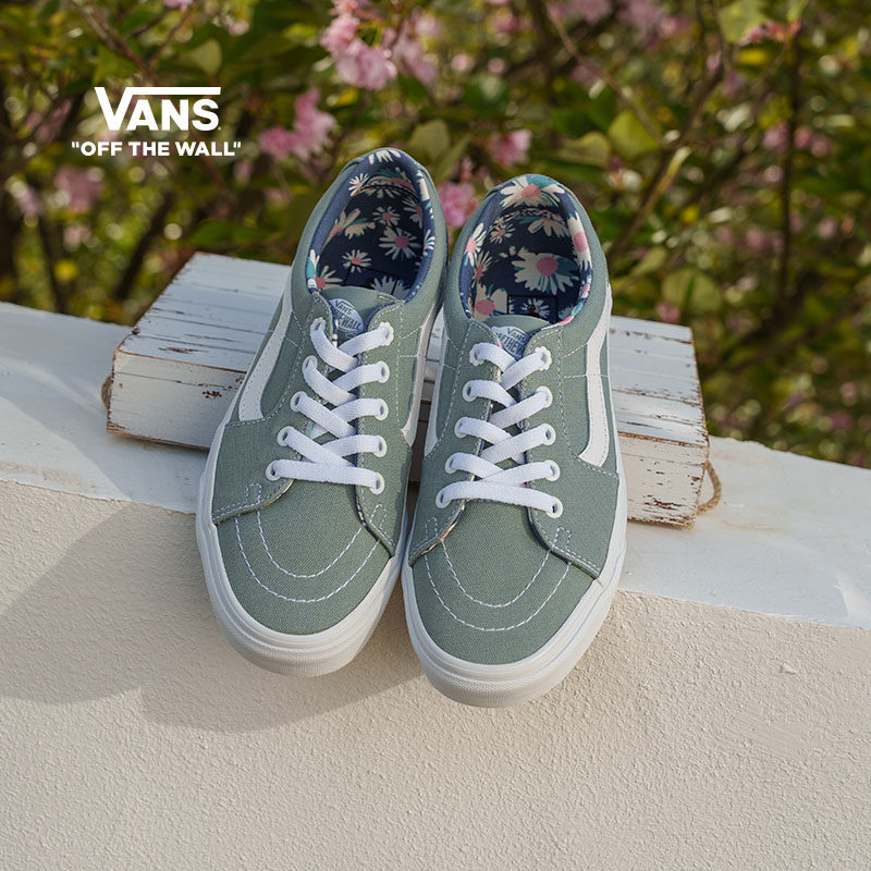 Vans范斯官方 SK8-Low灰绿复古风男女鞋帆布鞋