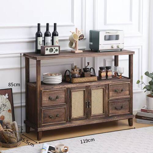 实木餐边柜茶室茶水柜茶具收纳柜