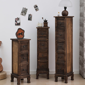 复古实木窄柜夹缝收纳柜边角柜多层斗柜客厅柜阳台柜简约储物柜子