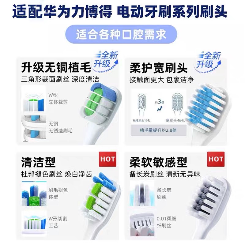 适用华为智选HUAWEI Hilink优漾/星钻/星芒/2S电动牙刷头力博得