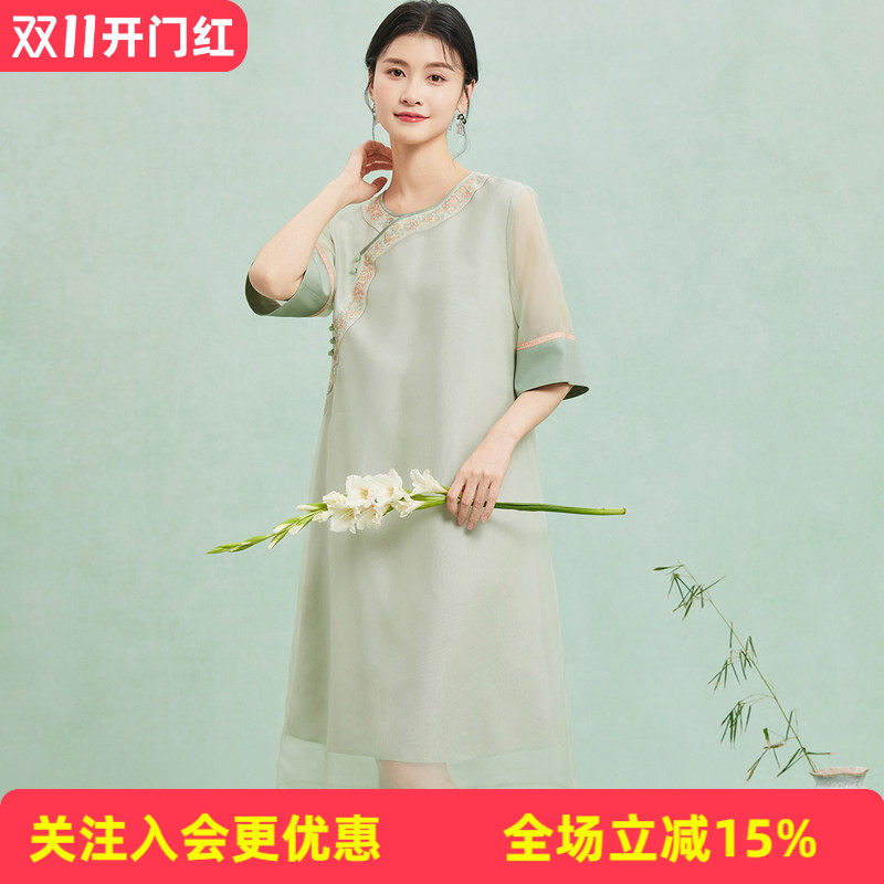 欧根纱【宽松大版】明清设计感26年夏季新品女式连衣裙透气舒适