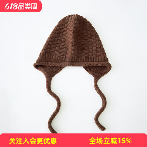 金菊鸿运复古针织羊毛帽26冬季新款100%绵羊毛男女通用护耳保暖