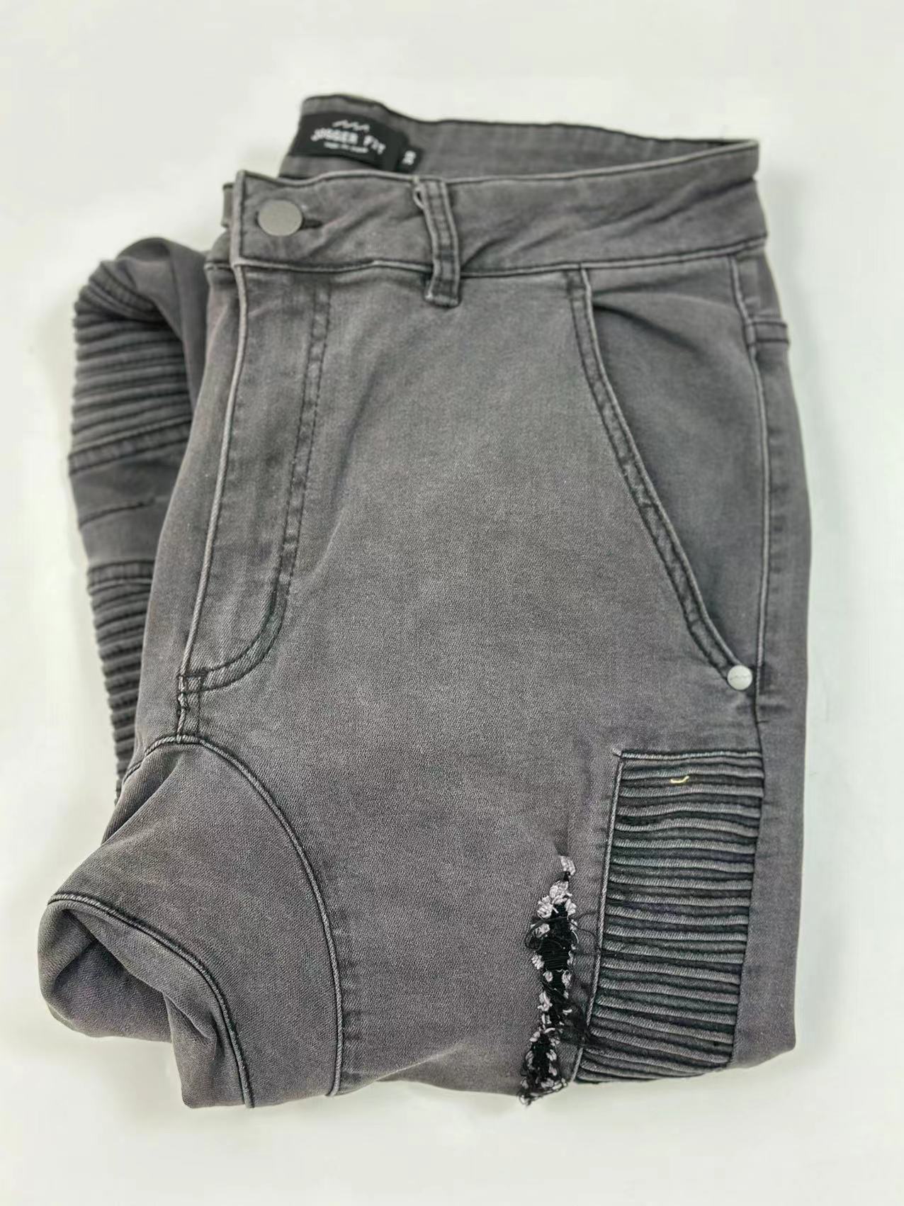出口非洲 高弹力修身束脚破洞暗黑高街男士牛仔裤 舒适夏季长裤潮